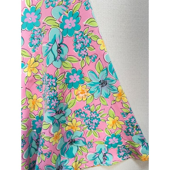 Sag Harbor Womens Midi Mermaid Skirt Sze 12 Pink Pastel Floral Pull On Boho Chic - Picture 9 of 12